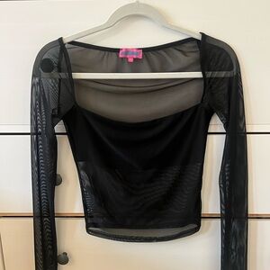 Edikted Black Sheer Long Sleeve Top